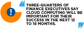 Quote: Three quarters of Finance Executives say Cloud Computing will be important in their success in the next 12 to 18 months.
